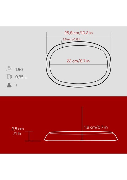 Döküm Oval Fajita Tabağı Ölçü 26X19CM.-BORDO indirimleri
