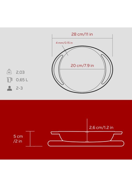 Döküm Yuvarlak Sahan Döküm Demir Yekpare Çift Kulplu Kayın Servis Ahşabı ÇAP(Ø)20CM.-BORDO indirimleri