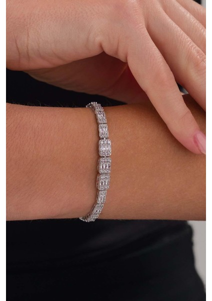 Üçlü Sıralı Baget Su Yolu Gümüş Bileklik modelleri