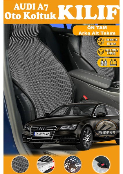 Audi A7 Uyumlu Siyah Prestij Serisi Dokuma Kumaş Oto Koltuk Kılıfı Ön Tam Arka Alt