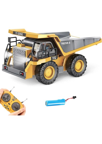 Uzaktan Kumandalı Full Fonksiyon Metal Premium Model Bulldozer, Ekskavatör ve Kamyon 1:16 Ölçek Şarjlı Sesli Işıklı 3 Model (Tam Fonksiyon) (Kamyon)