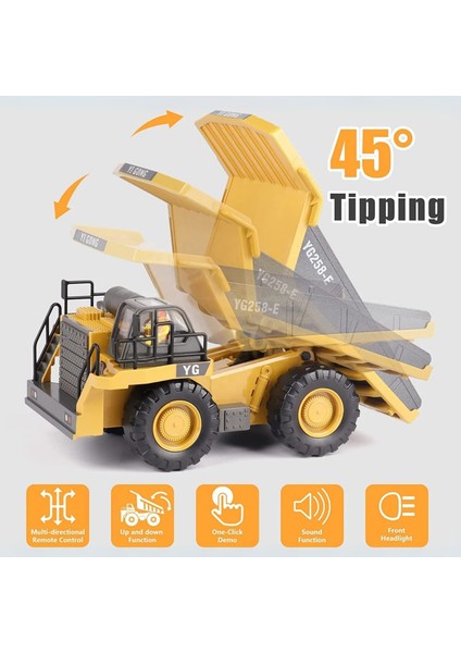 Uzaktan Kumandalı Full Fonksiyon Metal Premium Model Bulldozer, Ekskavatör ve Kamyon 1:16 Ölçek Şarjlı Sesli Işıklı 3 Model (Tam Fonksiyon) (Kamyon) fırsatları