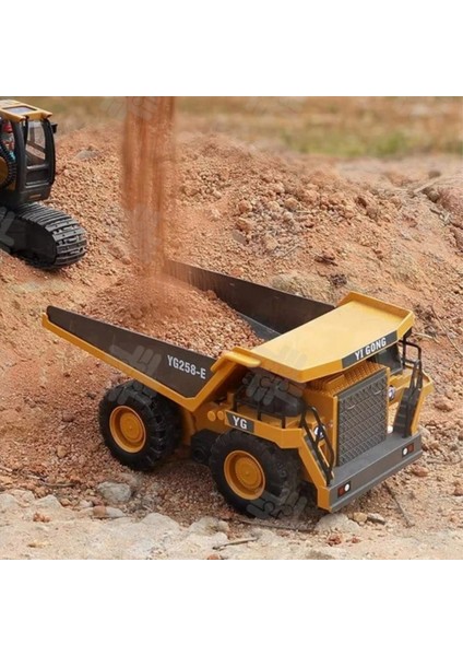 Uzaktan Kumandalı Full Fonksiyon Metal Premium Model Bulldozer, Ekskavatör ve Kamyon 1:16 Ölçek Şarjlı Sesli Işıklı 3 Model (Tam Fonksiyon) (Kamyon)