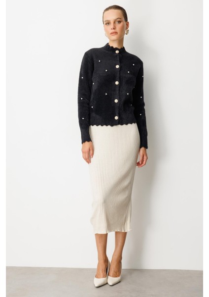 Boncuk Detaylı Triko Hırka-SİYAH fiyatları