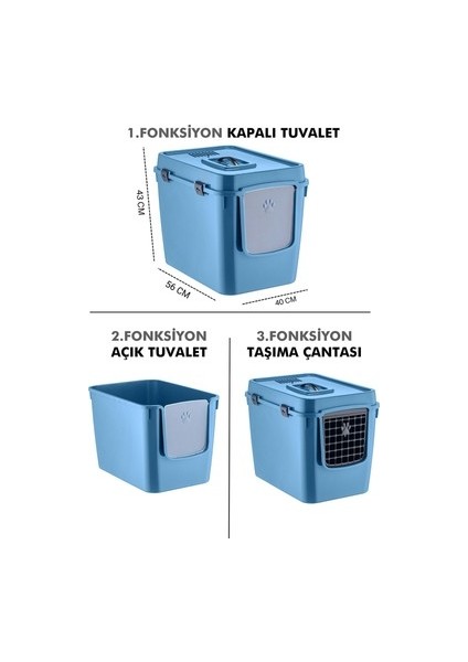 Maskot Üstten Kapaklı Kapalı Kedi Tuvaleti Mavi fiyatları