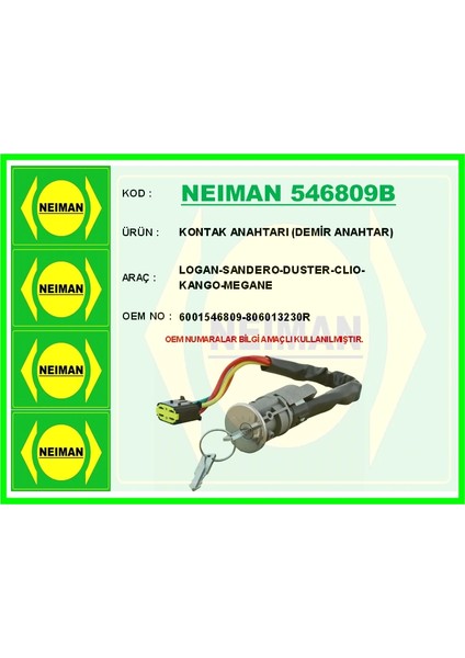 KONTAK ANAHTARI LOGAN-SANDERO-DUSTER-CLIO-KANGO-MEGANEKONTAK ANAHTARI DEMİR ANAHTAR 6001546809 806013230R