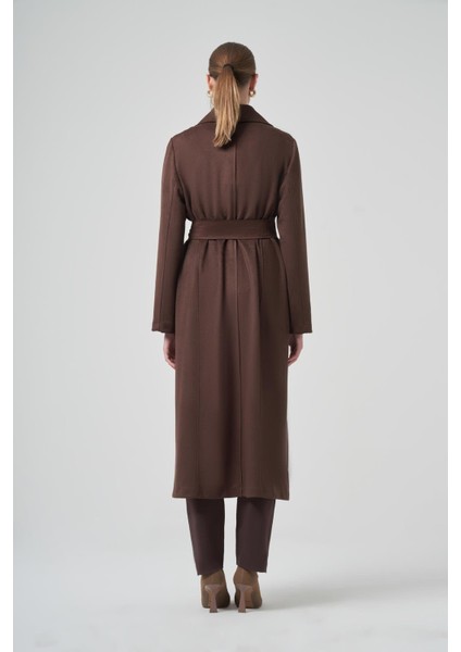 6029 Zımba Detaylı Geniş Yaka Önü Açık Kuşaklı Nubuk Kap modelleri