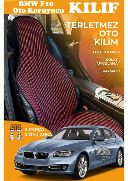 Bmw F10 Uyumlu Kırmızı Prestij Serisi Dokuma Kumaş Oto Koltuk Kılıfı Ön Tam Arka Alt