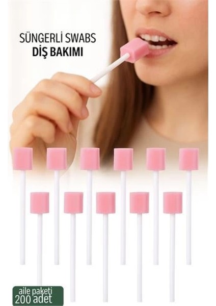 Modacar Süngerli Swab - Ağız ve Diş Bakım Çubuğu - 200 Adet Aile Paketi fiyatları