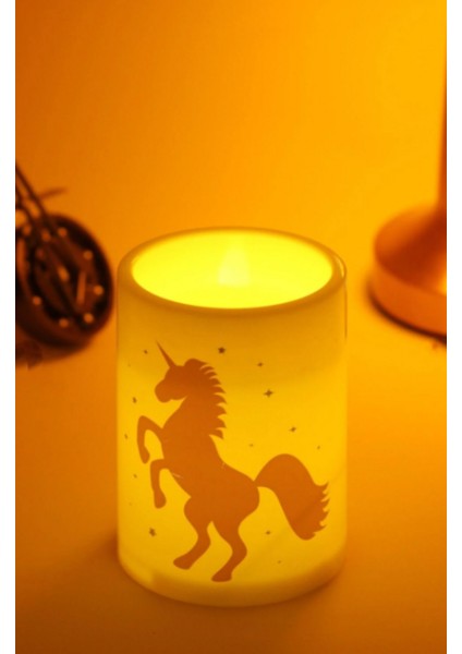 Unicorn LED Mum Bardak Tipi Pilli Dumansız Alevli Dekoratif Yapay Mum Işıldak Dekor Lambası 10 cm modelleri