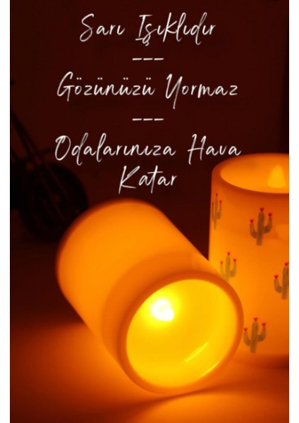 Unicorn LED Mum Bardak Tipi Pilli Dumansız Alevli Dekoratif Yapay Mum Işıldak Dekor Lambası 10 cm