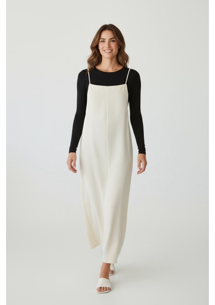 Kadın Ayarlanabilir Ip Askılı Dabıl Kumaş Elbise