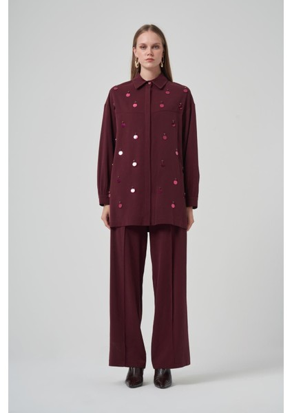 1031 Büyük Payet Detaylı Pantolonlu Takım