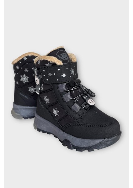 Içi Kürklü Suya Dayanıklı Soğuk Geçirmez Bebe Çocuk Bot Siyah - Füme modelleri