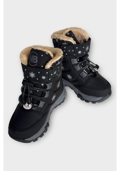 Içi Kürklü Suya Dayanıklı Soğuk Geçirmez Bebe Çocuk Bot Siyah - Füme fırsatları