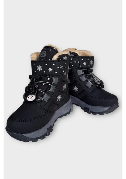 Içi Kürklü Suya Dayanıklı Soğuk Geçirmez Bebe Çocuk Bot Siyah - Füme indirimleri