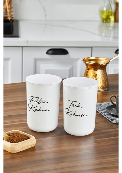 2'li Plastik Vakum Kapaklı Transfer Etiketli Türk Kahvesi/filtre Kahve Akrilik Kavanoz 900ML modelleri