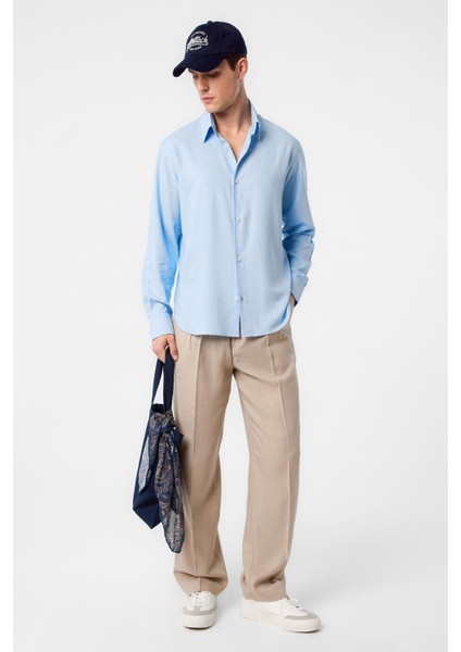 Mavi Relax Fit Keten Karışımlı Erkek Gömlek modelleri