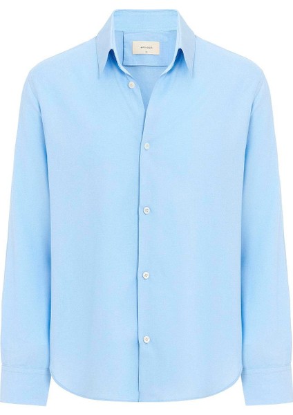 Mavi Relax Fit Keten Karışımlı Erkek Gömlek