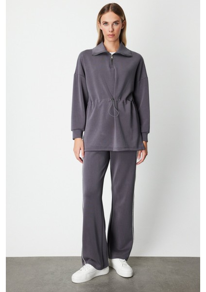 Kadın Yakası Fermuarlı Sweat 66312 Antrasit modelleri