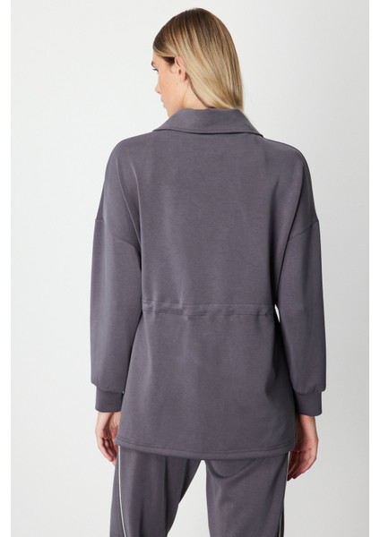 Kadın Yakası Fermuarlı Sweat 66312 Antrasit fırsatları