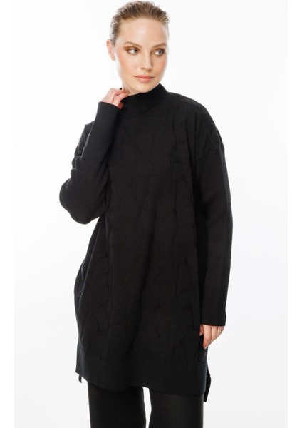 Mozaik Desen Yarım Balıkçı Tunik-SİYAH fiyatları