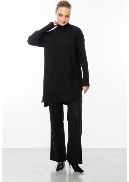 Mozaik Desen Yarım Balıkçı Tunik-SİYAH modelleri