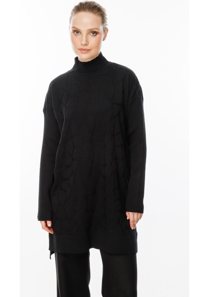 Mozaik Desen Yarım Balıkçı Tunik-SİYAH fırsatları