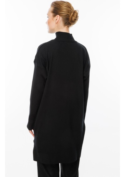 Mozaik Desen Yarım Balıkçı Tunik-SİYAH