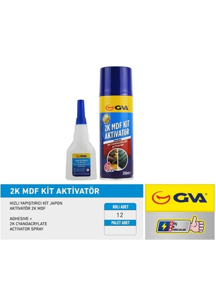 HIZLI YAPIŞTIRICI KİT JAPON AKTİVATÖR 2K MDF 200 ML (12 ADET)