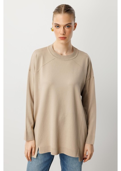 Yuvarlak Yaka Basic Triko-Taş