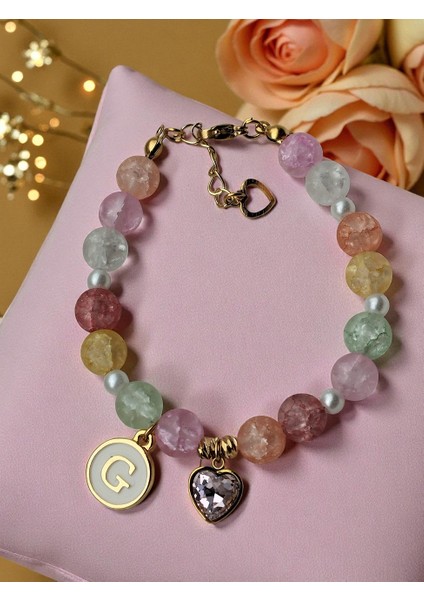 Necef Doğaltaş'lı Harf ve Çelik Kalp Charmlı Kadın Bileklik fiyatları