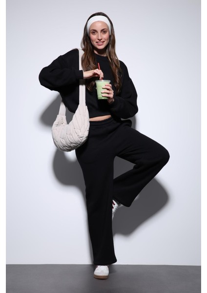 Siyah Basic Kadın Sweatshirt