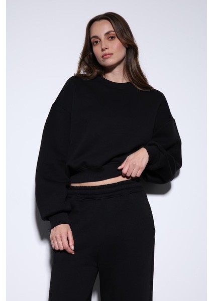 Siyah Basic Kadın Sweatshirt modelleri