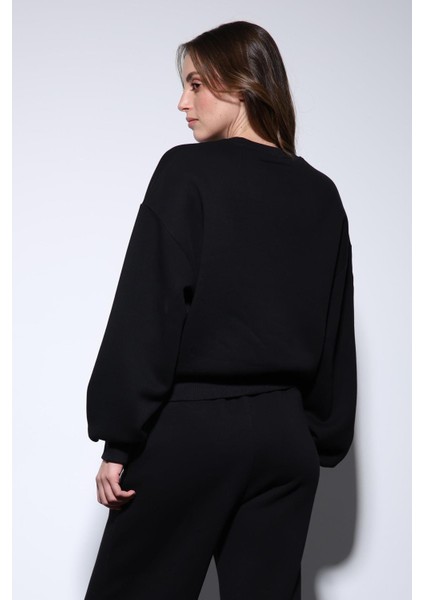 Siyah Basic Kadın Sweatshirt