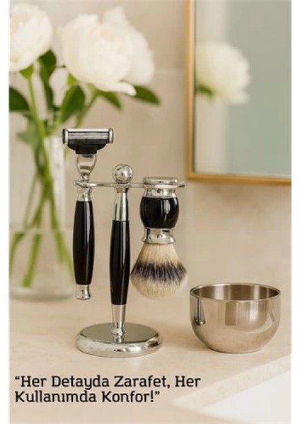 Modacar Koleksiyon Tıraş Seti – 304 Cerrahi Çelik & Kemik Saplı | Çift Cidarlı Tıraş Tası Icardi Collection