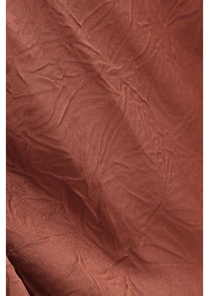 Kadın Slim Fit Dar Kesim Kısa Kollu V Yaka Kahverengi Elbise