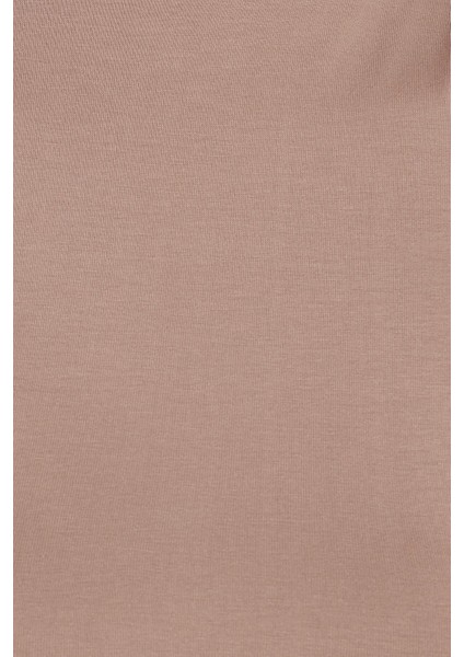 Kadın Modal Kumaş Slim Fit Dar Kesim Sıfır Kol Bisiklet Yaka Vizon Elbise