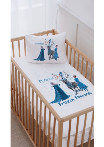 %100 Pamuk Anne Yanı Beşik Nevresim Takımı (60X100) Frozen Princess