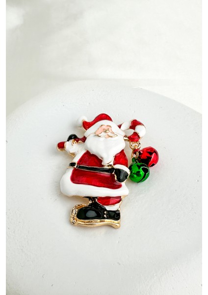 Yılbaşı Özel Mineli Sevimli Noel Baba Broş (5cm)