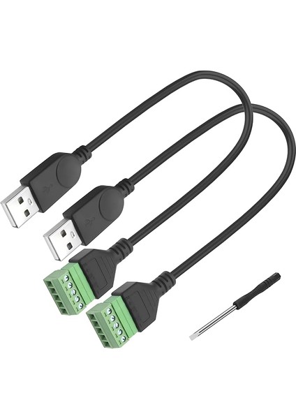 USB 2.0 Vidalı Terminal Bloğu Lehimsiz Kablo Usb2.0 Erkek Fiş 5 Pin Yönlü Dişi Cıvata Vida Uzatma Adaptörü Konnektör Dönüştürücü Veri Aktarımı Için - 30 Cm, 2 Adet (Usb 2.0 Erkek)