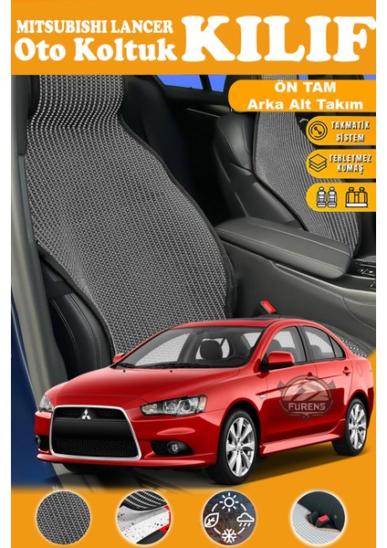 Mitsubishi Lancer Uyumlu Siyah Prestij Serisi Dokuma Kumaş Oto Koltuk Kılıfı Ön Tam Arka Alt
