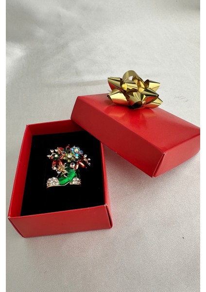 Yılbaşı Özel Renkli Taş Süslemeli Yeşil Ayakkabı Broş (3cm) fırsatları