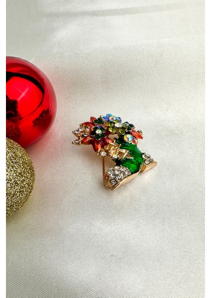 Yılbaşı Özel Renkli Taş Süslemeli Yeşil Ayakkabı Broş (3cm) indirimleri