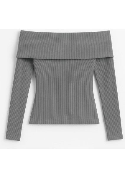 Fitilli Madonna Yaka Kadın Bluz Füme fiyatları