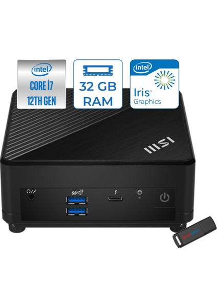 Msı Cubi 5 Intel Core I7 1255U 32GB 1tb SSD Freedos Intel® UHD Graphics Mini Bilgisayar 12M405BEUF18 + Zetta Flash Bellek