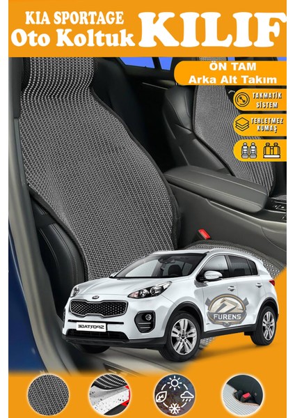 Kia Sportage Uyumlu Siyah Prestij Serisi Dokuma Kumaş Oto Koltuk Kılıfı Ön Tam Arka Alt