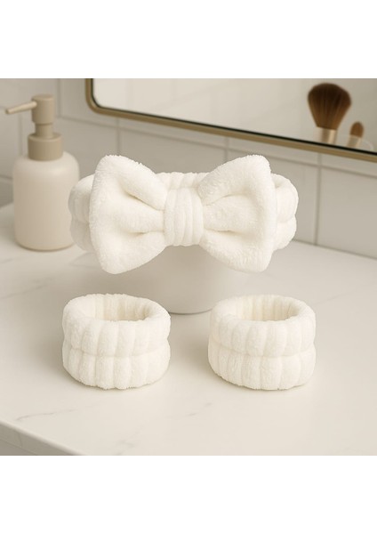 Mikrofiber Welsoft Saç Bandı ve Bileklik Seti – Makyaj & Yüz Yıkama Için modelleri