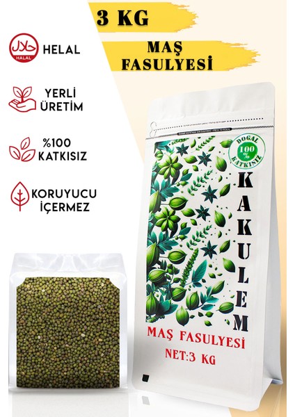 Sertifikalı Filizlendirilmiş Glutensiz Maş Fasulyesi 3 kg