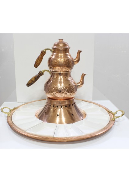 Bakır Çaydanlıklı Kahvaltı Sunum Seti